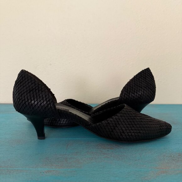 Paul Green Julia Black Reptile Snake Dorsay Kitten Heel Shoes Size 7. - Picture 6 of 9